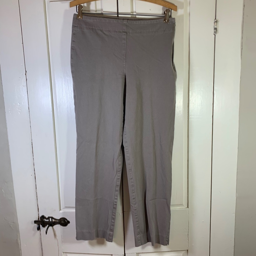 Talbots Heritage Women 4 Taupe Gray Ankle Pants Slim Side Zip Stretch BH684